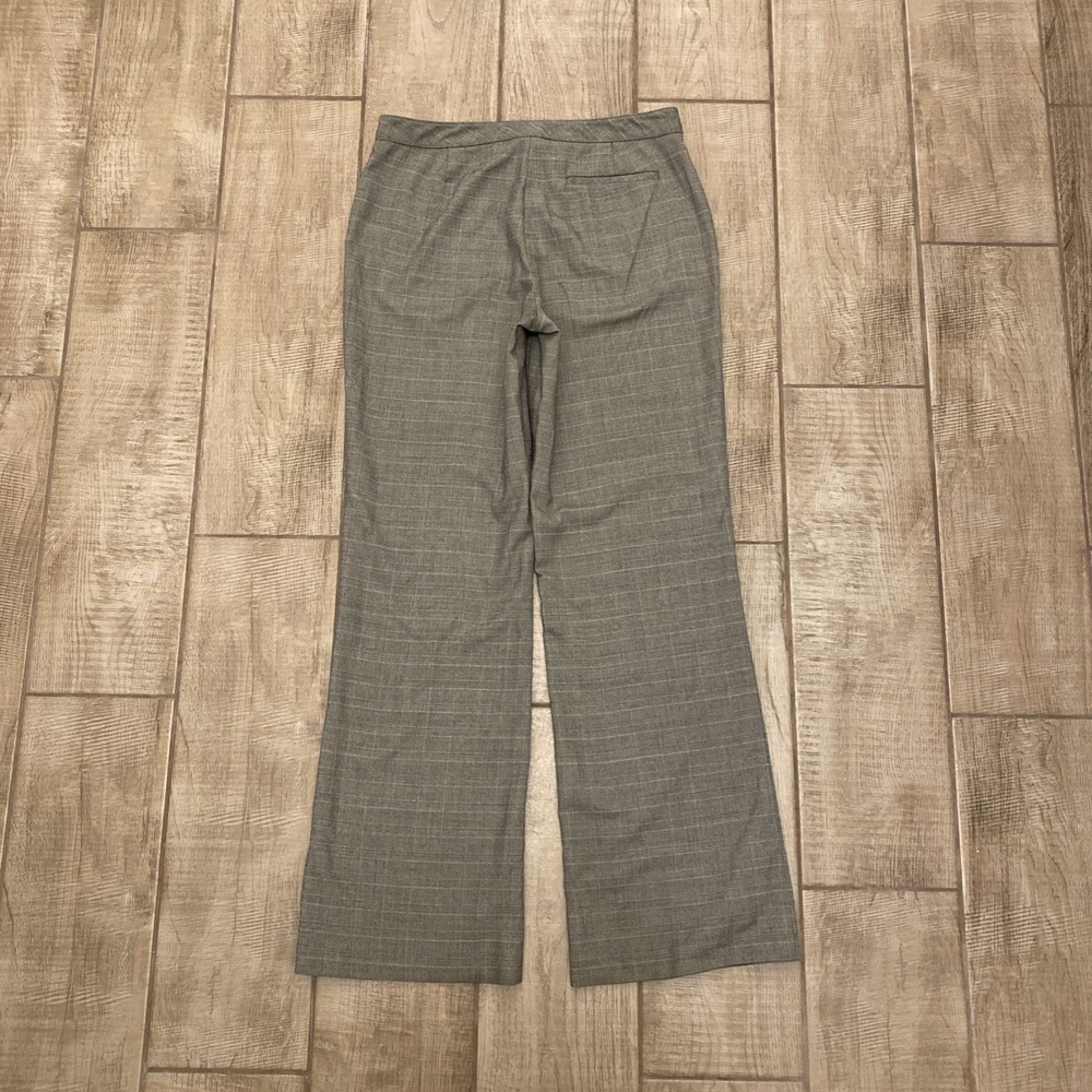 Liz Claiborne Audra Pants Women 10 Beige Wool Blend Wide Leg Plaid Trouser - Picture 2 of 11